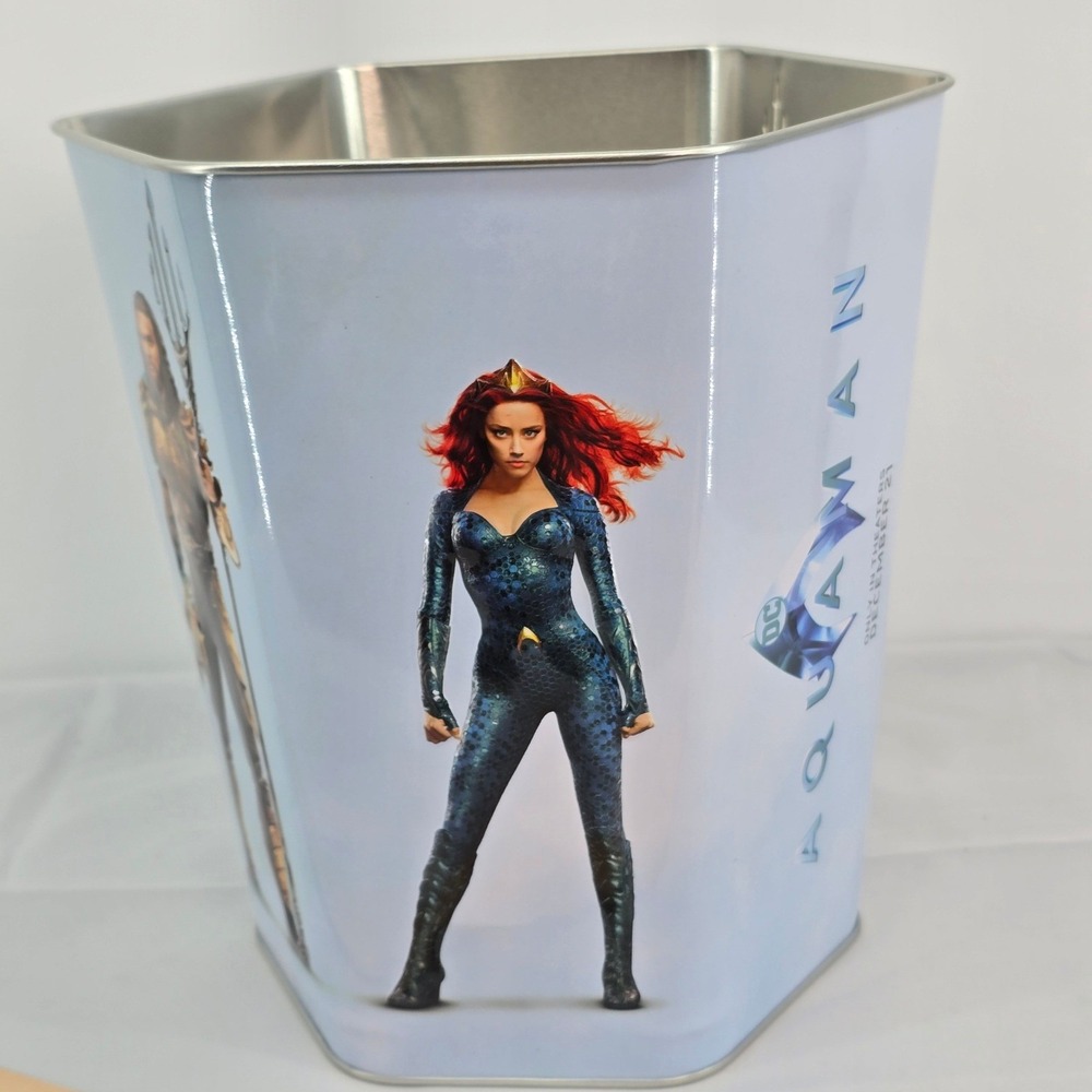 DC Comics Aquaman‎ Movie Popcorn Tin 130oz Metal Bucket Golden Link 2018 Promo - Picture 6 of 10